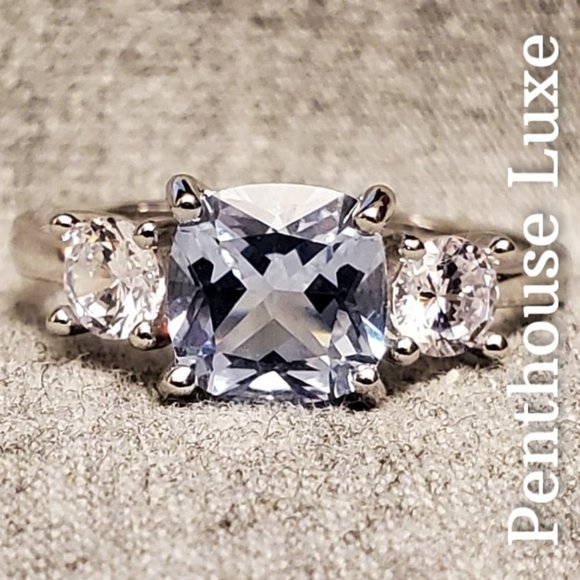 Penthouse Luxe Jewelry - SOLID 925 Sterling Silver Aquamarine & White Topaz Ring